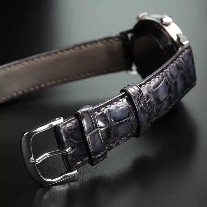 Bracelet De Montre Cuir Crocodile Marron Moyen – Boucle Dorée, Largeur Au Choix, Unisexe