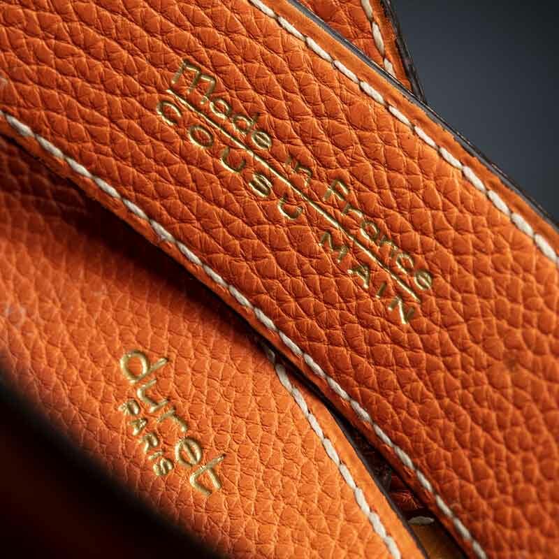 ceinture en autruche miel, intérieur orange et boucle Delta 4