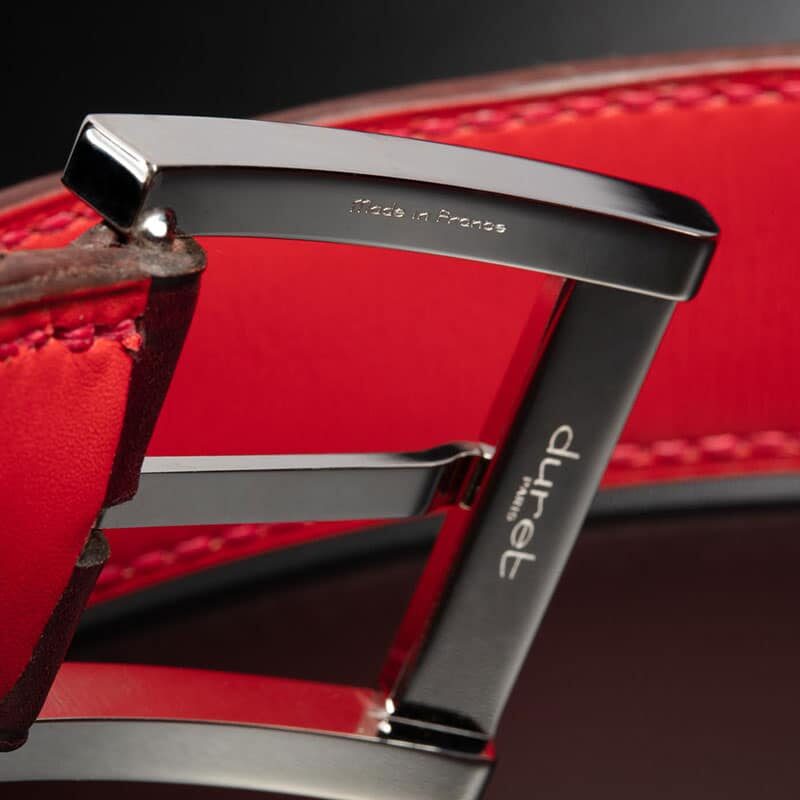 ceinture en box calf bordeaux patiné avec boucle Square 3