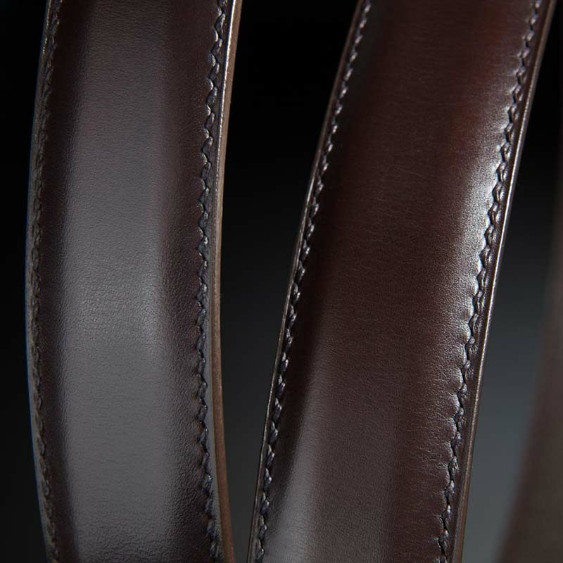 ceinture en box chocolat intérieur marron et boucle Delta 4