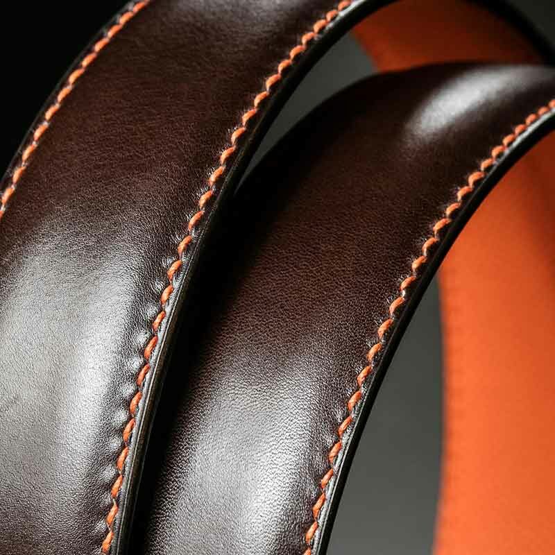 ceinture en box chocolat finition orange 2
