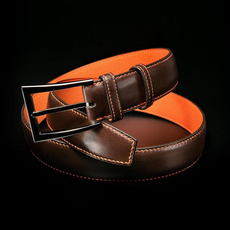 ceinture en box chocolat finition orange 3