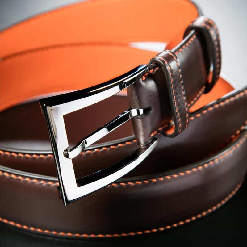 ceinture en box chocolat finition orange 4