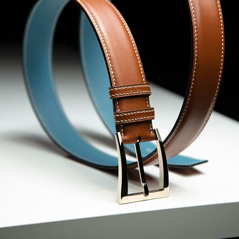 ceinture en box gold inrérieur jean et boucle Delta 4