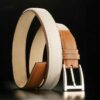 ceinture en box naturel et toile écru 1