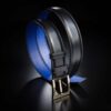 ceinture en box noir intérieur bleu et boucle Square 1