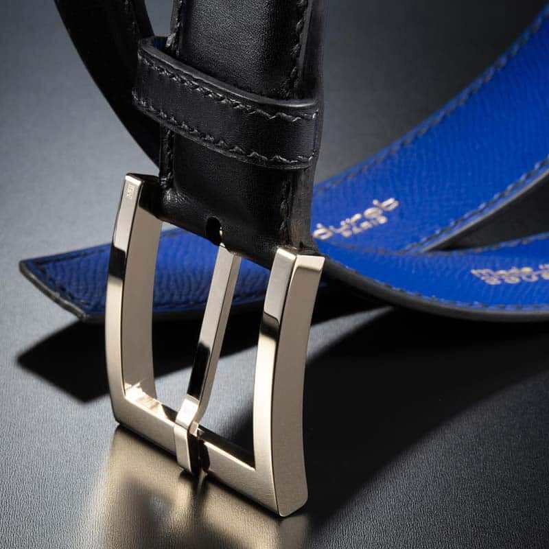 ceinture en box noir intérieur bleu et boucle Square 3