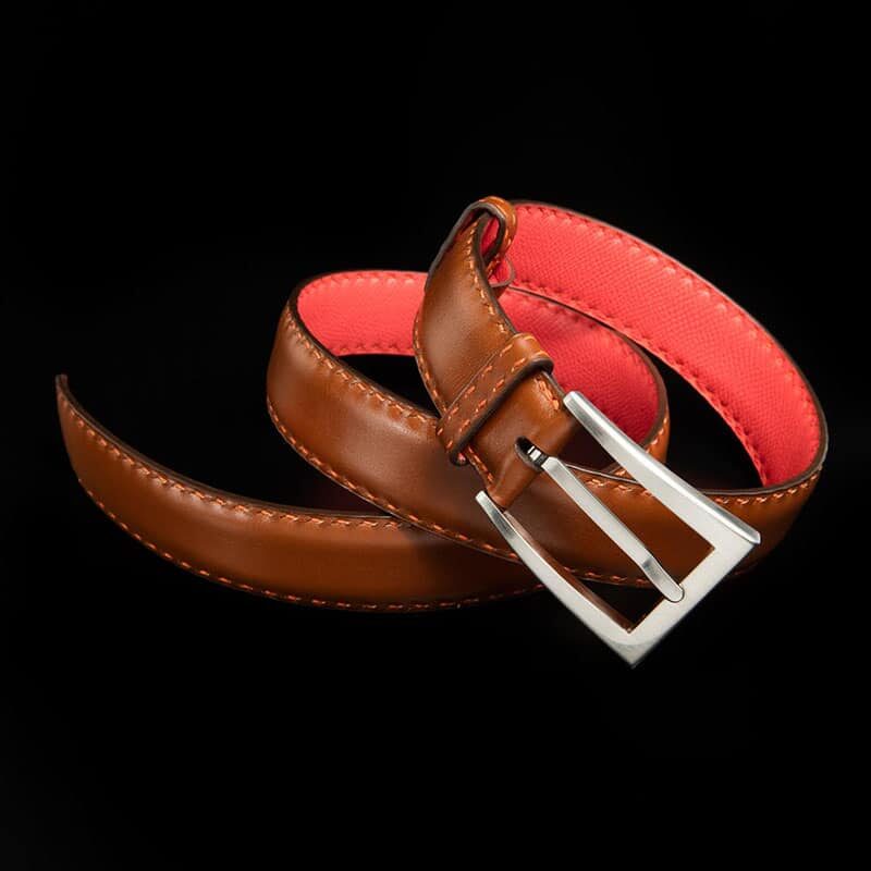 ceinture en box oranger patiné avec boucle delta 2
