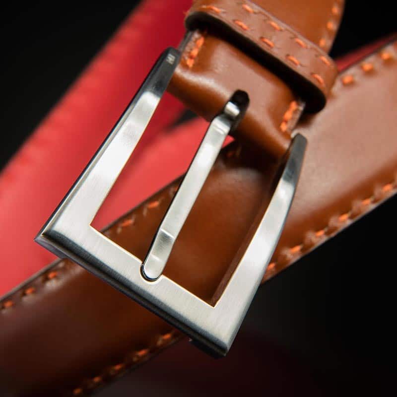 ceinture en box oranger patiné avec boucle delta 4