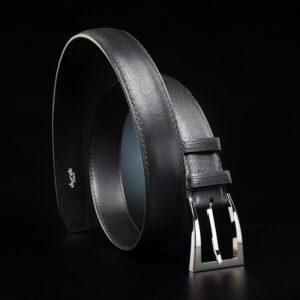 ceinture en buffle noir, intérieur noir et boucle Delta 1