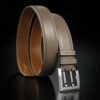 ceinture en calf grainé beige, intérieur gold et boucle militaire 1