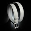 ceinture en calf grainé blan, intérieur blanc et boucle Zed 1