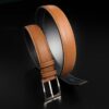 ceinture en calf grainé gold, intérieur marine et boucle Delta 1