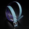 ceinture en calf grainé gris-bleu, intérieur violet et boucle Zed 1