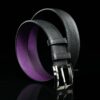 ceinture en calf grainé noir, intérieur violet et boucle Square 1