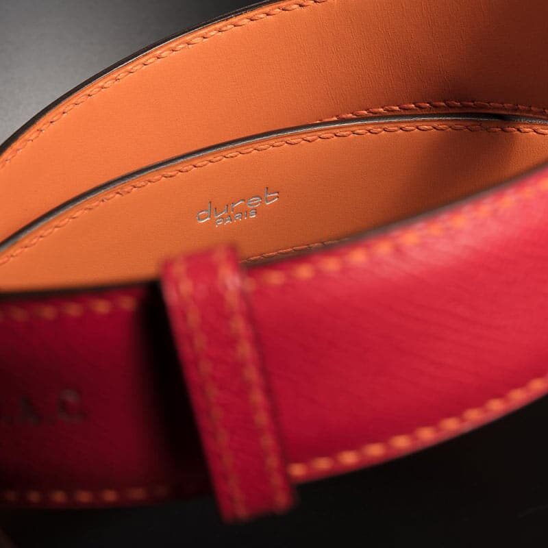 ceinture en calf grainé rouge, intérieur couleur chamois et boucle Zed 3