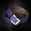 ceinture en calf grainé violet, intérieur chocolat et boucle Art-déco 1