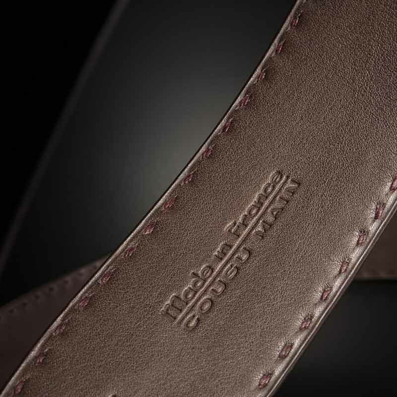 ceinture en calf grainé violet, intérieur chocolat et boucle Art-déco 4