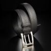 ceinture en cerf noir, intérieur noir et boucle militaire 1