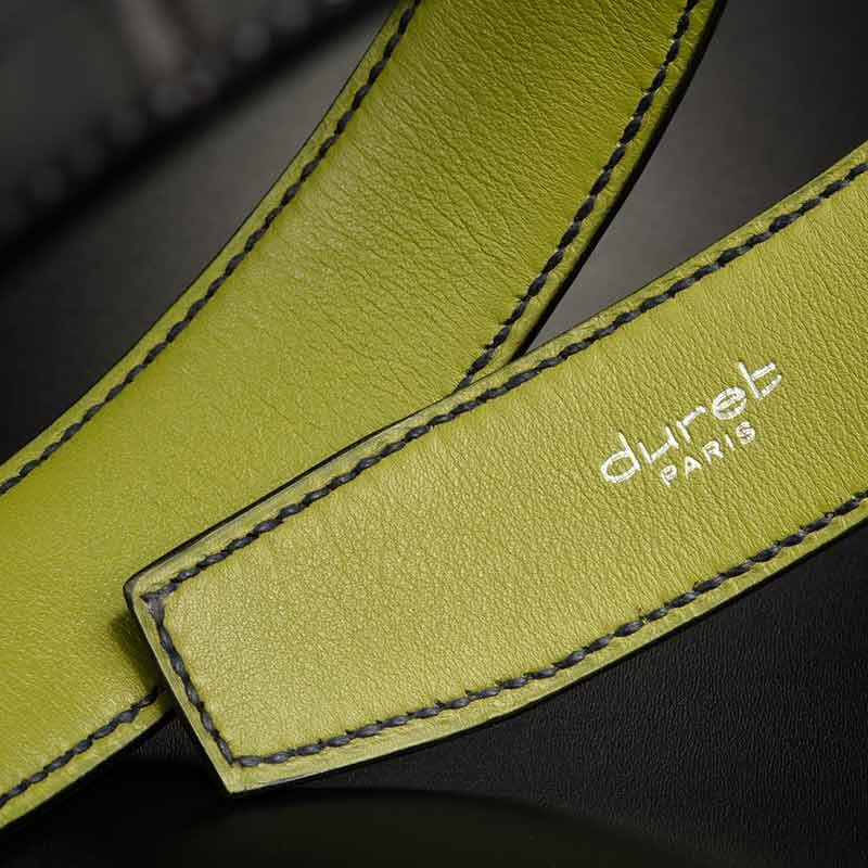 ceinture en crocodile gri, intérieur vert et boucle Square 4