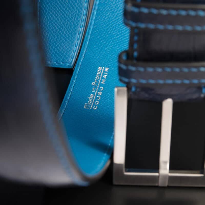 ceinture en crocodile marine mate, intérieur indigo et boucle Square 3