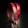 ceinture en crocodile Millenium rouge, intérieur rouge et boucle Square 1