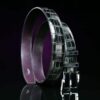 ceinture en crocodile noir mate, intérieur aubergine et boucle Square 1