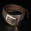 ceinture en crocodile taupe mate patinée, intérieur chocolat et boucle Art-déco 1