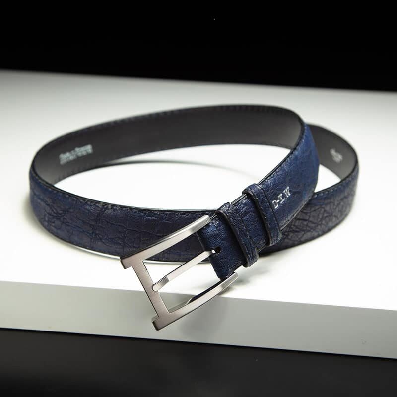 ceinture éléphant bleu nuit patinée, intérieur marine et boucle Alpha 4