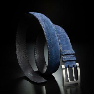 ceinture en éléphant bleu royal, intérieur marine et boucle militaire 1