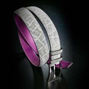 ceinture en éléphant gris, intérieur bonbon et boucle Delta 1
