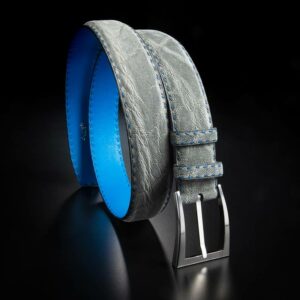 ceinture en éléphant gris, intérieur indigo et boucle Delta 1