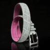 ceinture en éléphant gris, intérieur rose et boucle Alpha 1