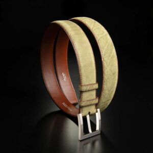 ceinture en éléphant kaki, intérieur gold et boucle Square 1