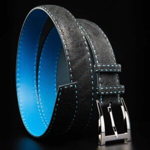 ceinture en éléphant noir, intérieur indigo et boucle Alpha 1