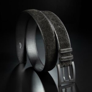 ceinture en éléphant noir, intérieur noir et boucle militaire 1