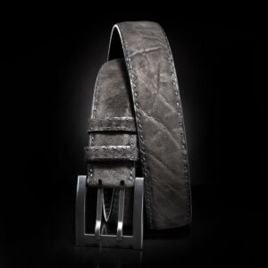 ceinture en éléphant noire, intérieur noir et boucle militaire 1