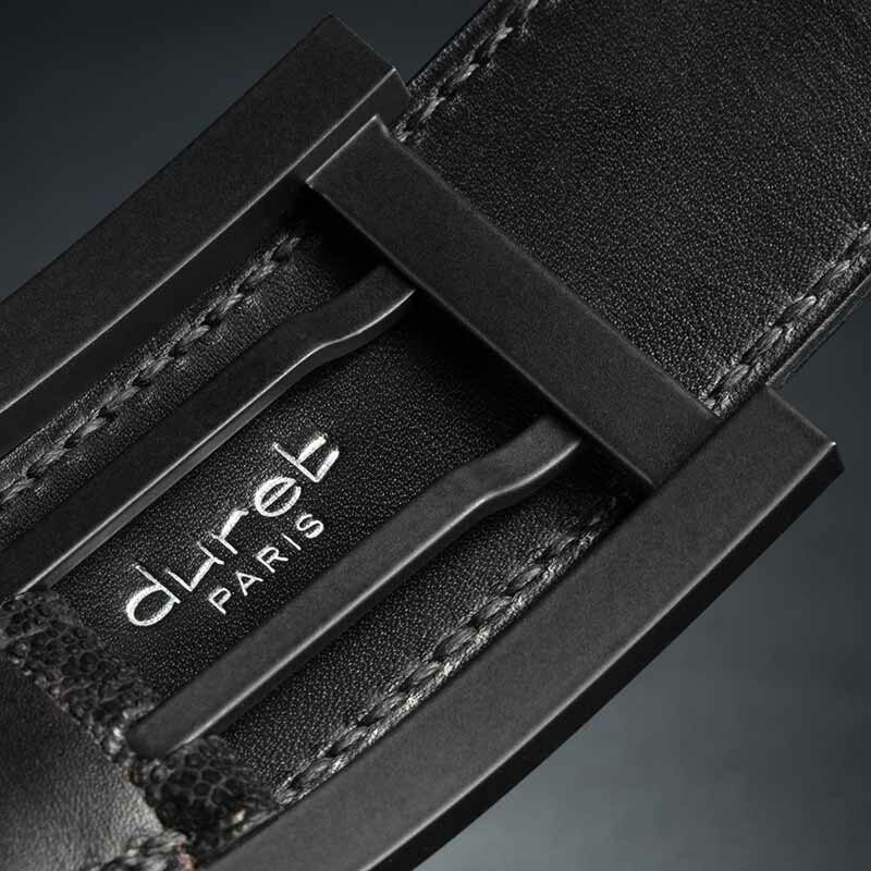 ceinture en éléphant noir, intérieur noir et boucle militaire 4