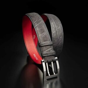 ceinture en éléphant noir, intérieur rouge et boucle militaire 1