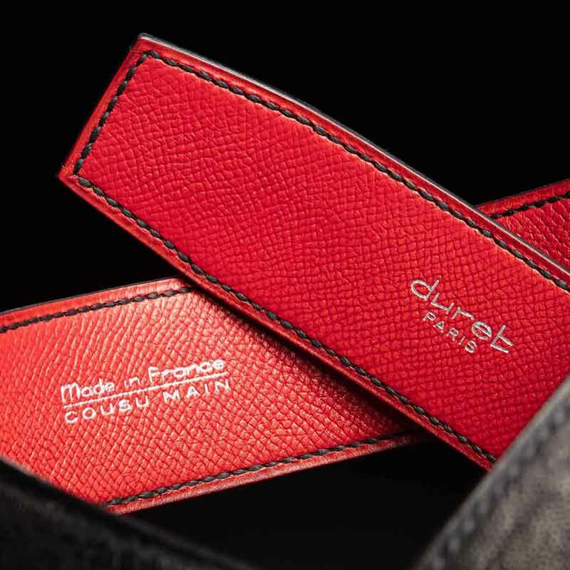 ceinture en éléphant noir, intérieur rouge et boucle militaire 3