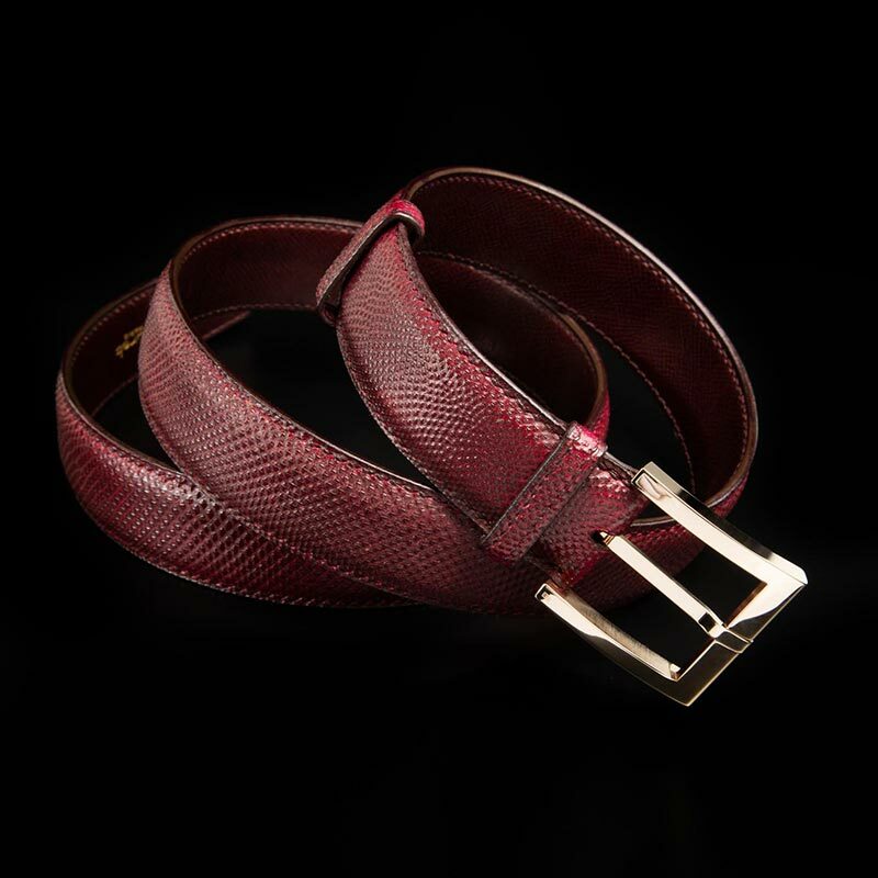 ceinture en python bordeaux, intérieur bordeaux et boucle Square 2