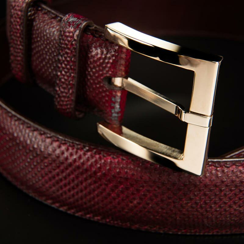 ceinture en python bordeaux, intérieur bordeaux et boucle Square 4