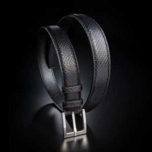 ceinture en python noir, intérieur noir et boucle Square 1
