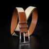 ceinture en toile naturelle et cuir de veau Tan 1