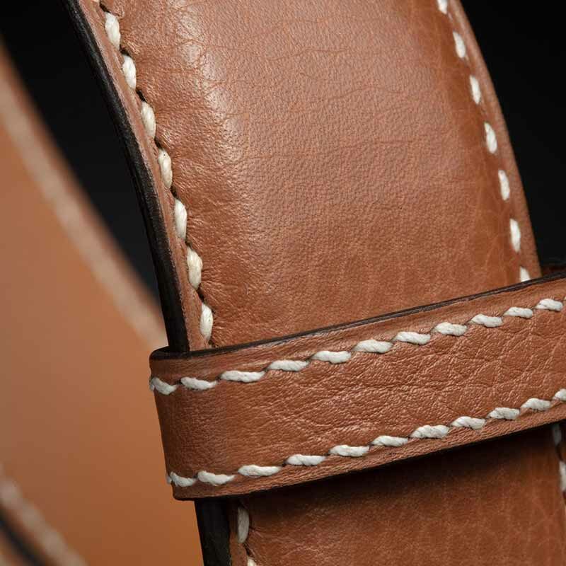 ceinture en veau grainé gold, intérieur couleur naturel et boucle Square 4