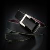 ceinture en veau grainé noir, intérieur aubergine et boucle Art-déco 1