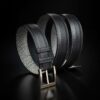 ceinture en veau grainé noir, intérieur noire et boucle Square 1