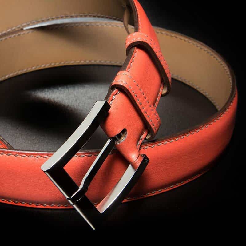 ceinture en veau lisse corail 3