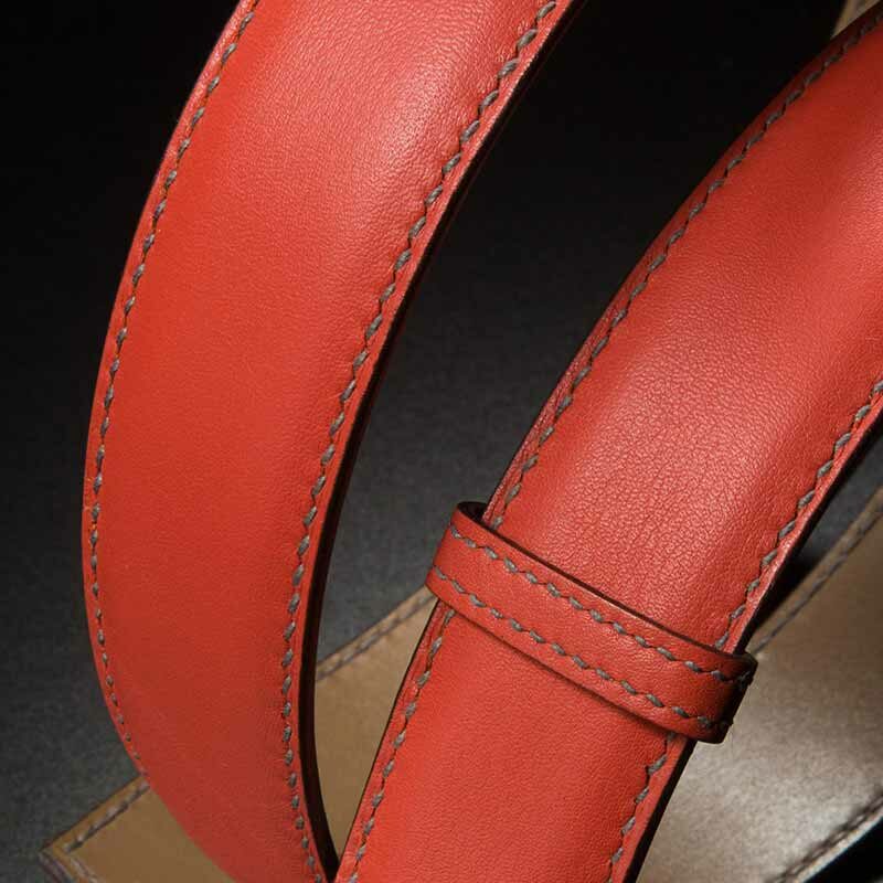 ceinture en veau lisse corail 4