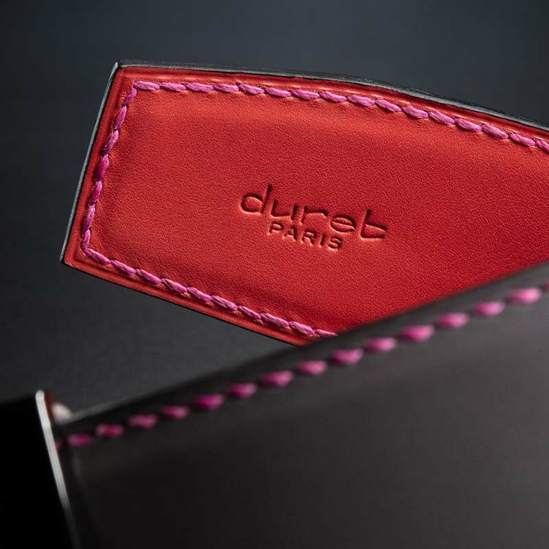 ceinture en veau lisse gris intérieur corail et boucle Art-déco 4